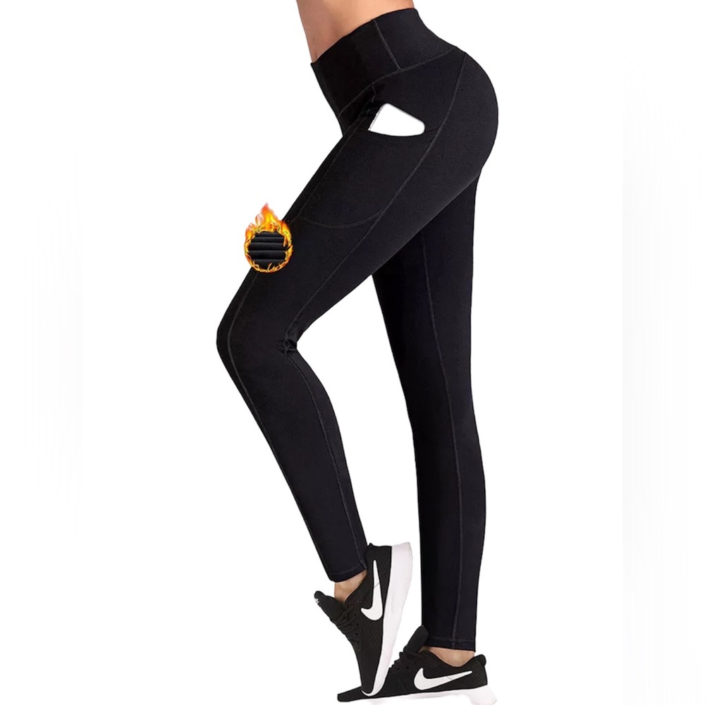 iuga Women’s Fleece Lined Pocket Black Leggings Size S